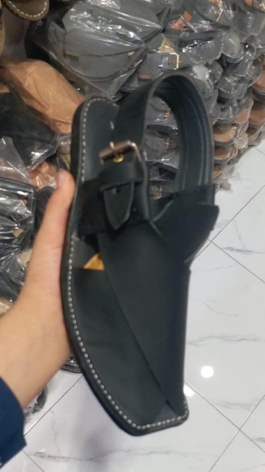 Peshawari Chappal Black – Traditional Handmade Footwear for Men