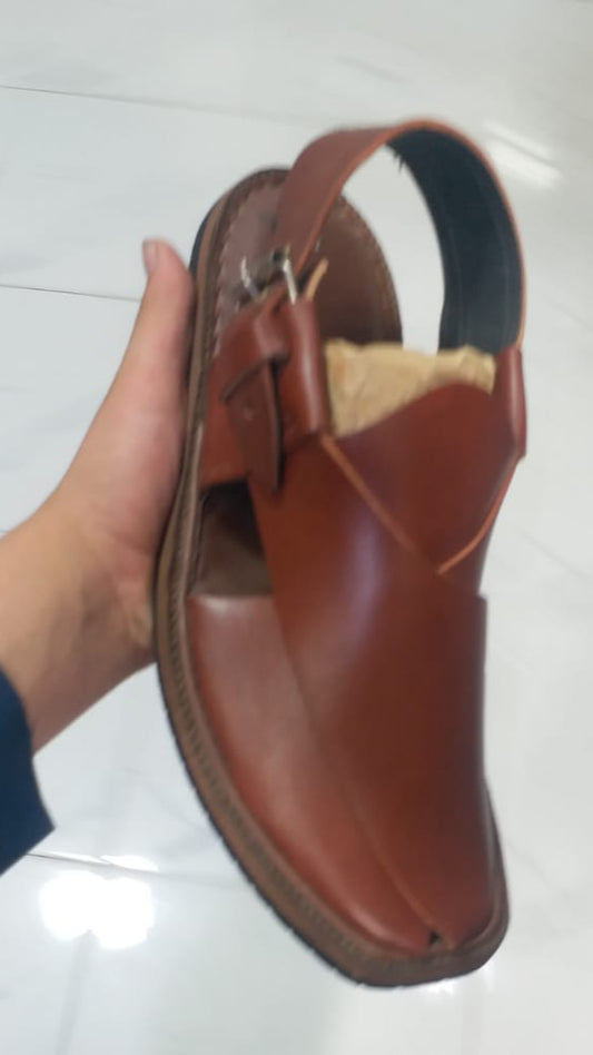 New Design Brown Peshawari Chappal – Stylish Handmade Leather Footwear for Men