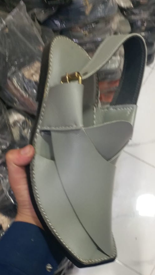 New Design Peshawari Chappal – Gray Colour Handmade Leather Footwear for Men